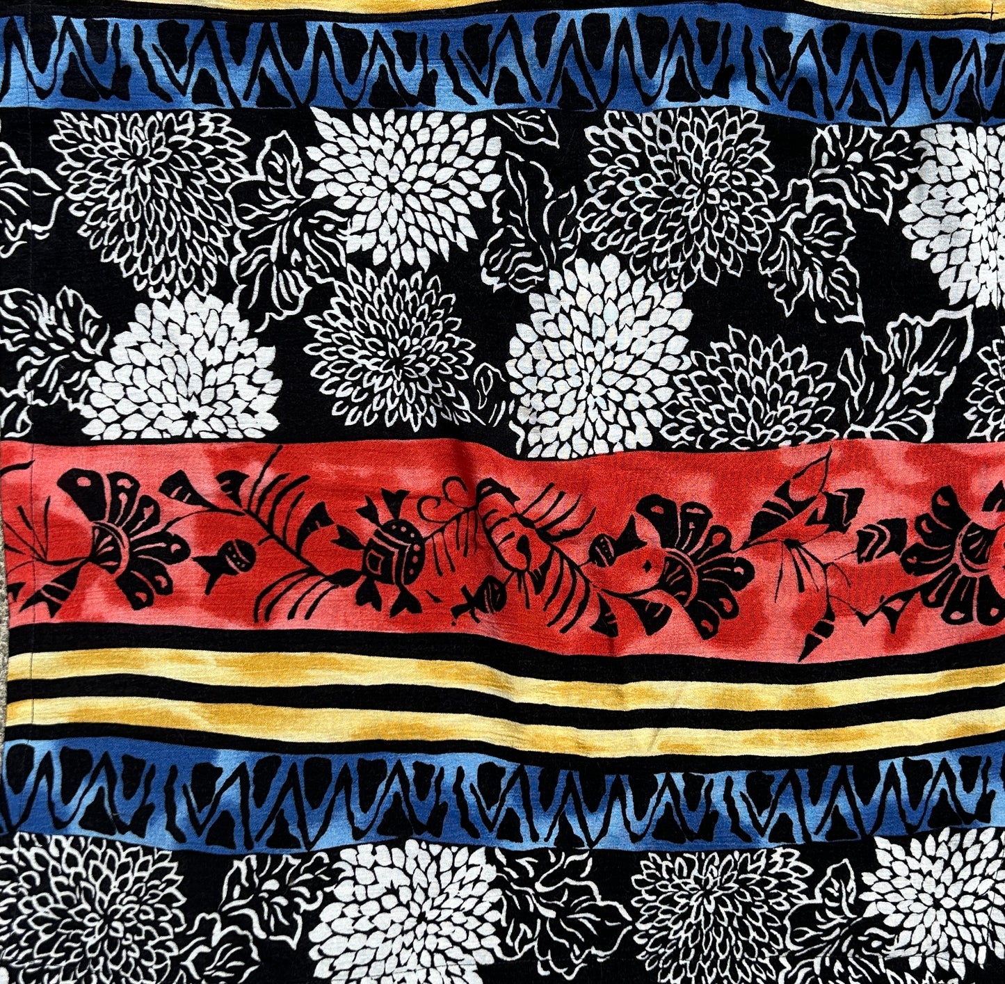 Black, Blue, & Yellow Fun Striped Fish Print Bandana