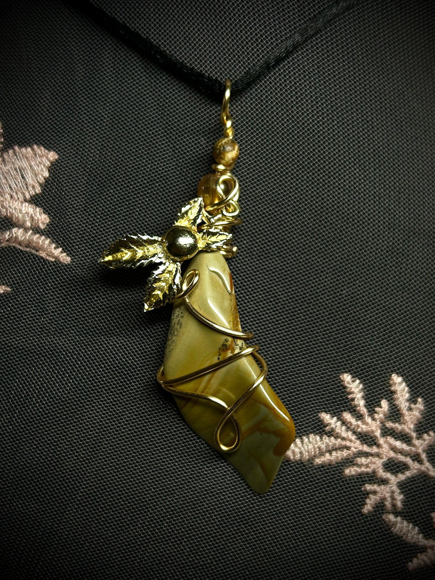Jasper with Upcycled Charm Necklace
