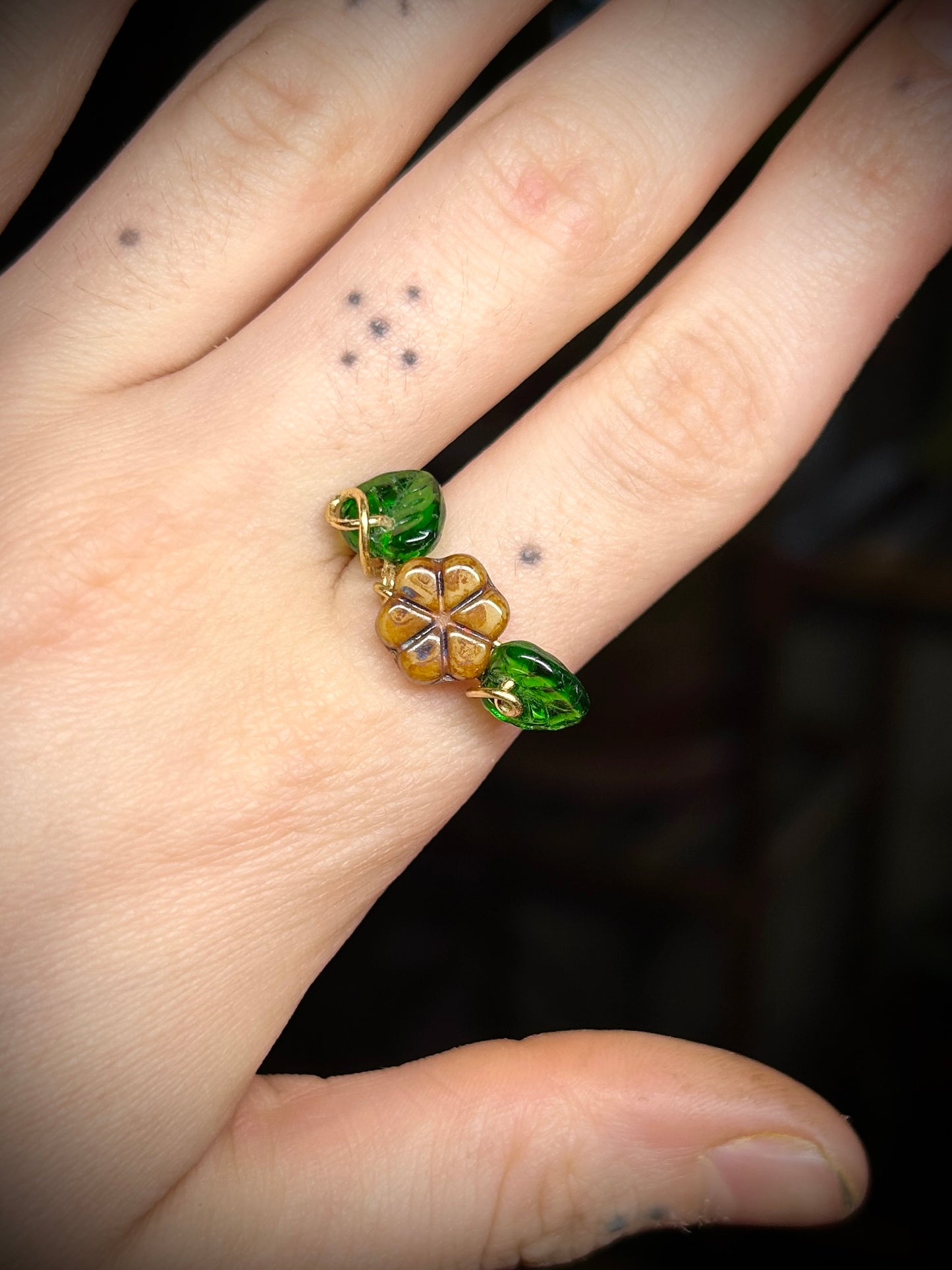 Brown Flower Gold Ring