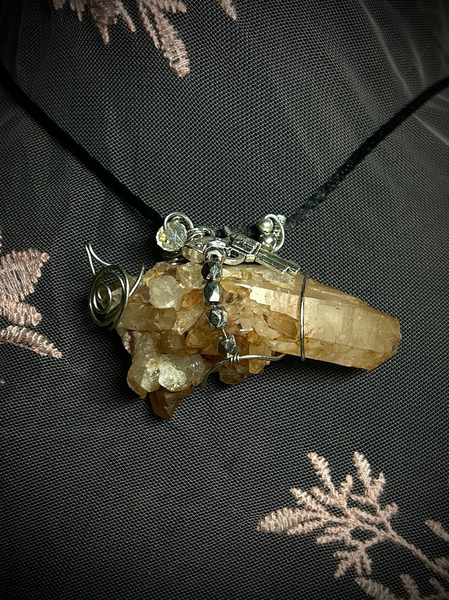 Pew Pew! Tangerine Quartz Gun Necklace