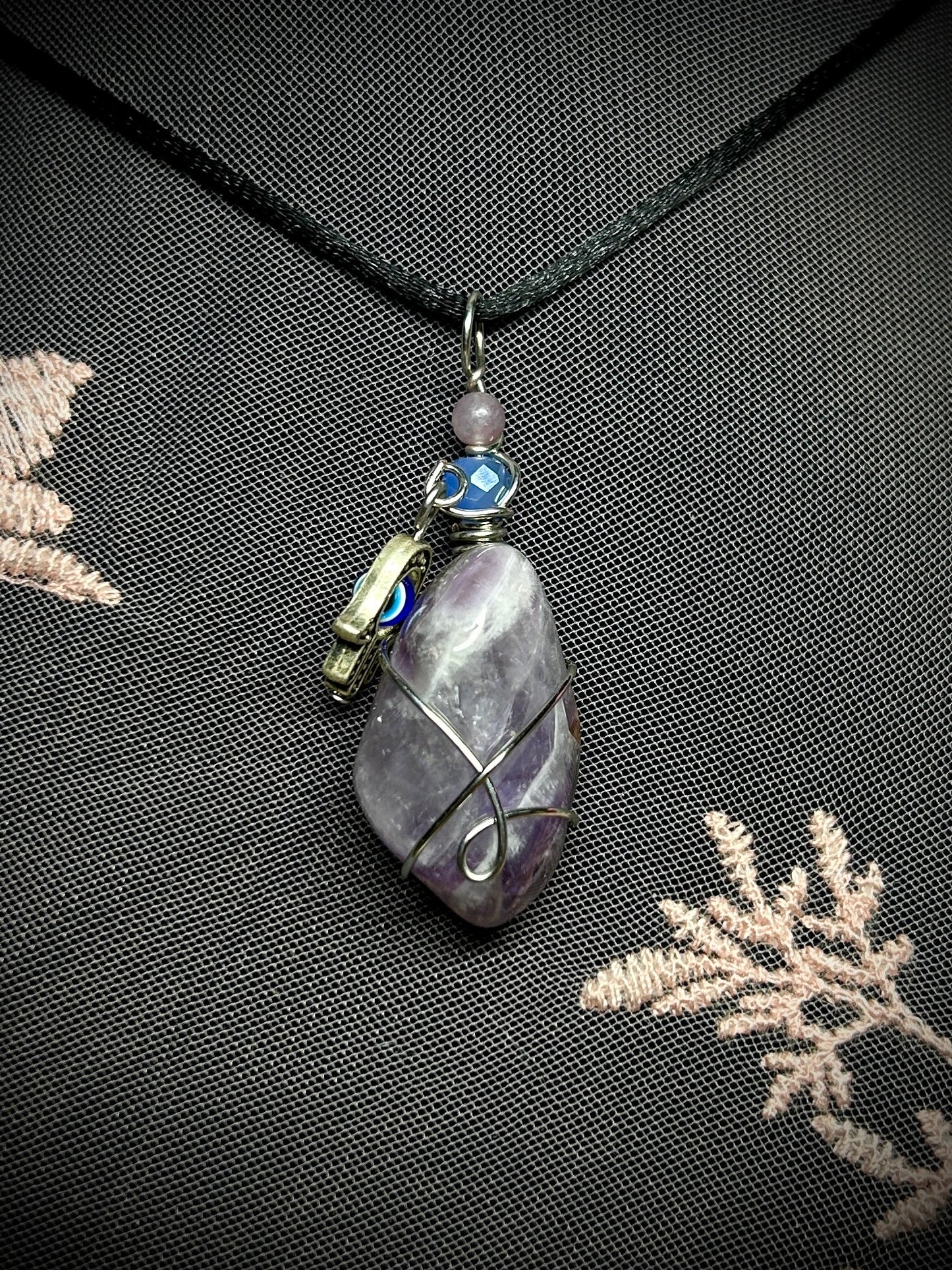 Amethyst with Evil Eye Charm Necklace