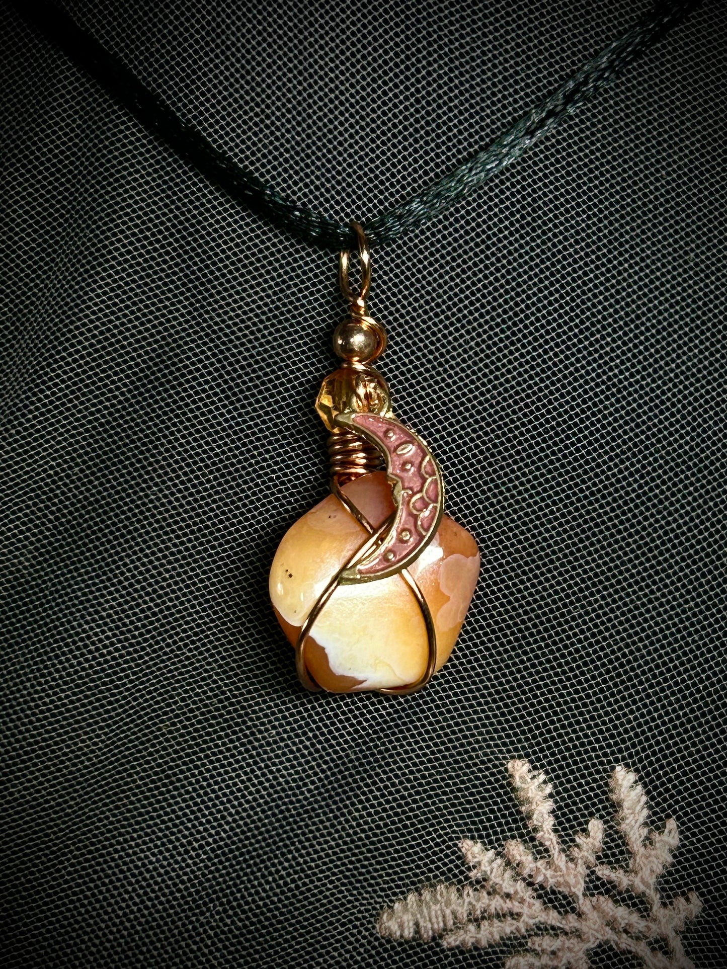 Carnelian with Moon Charm Necklace