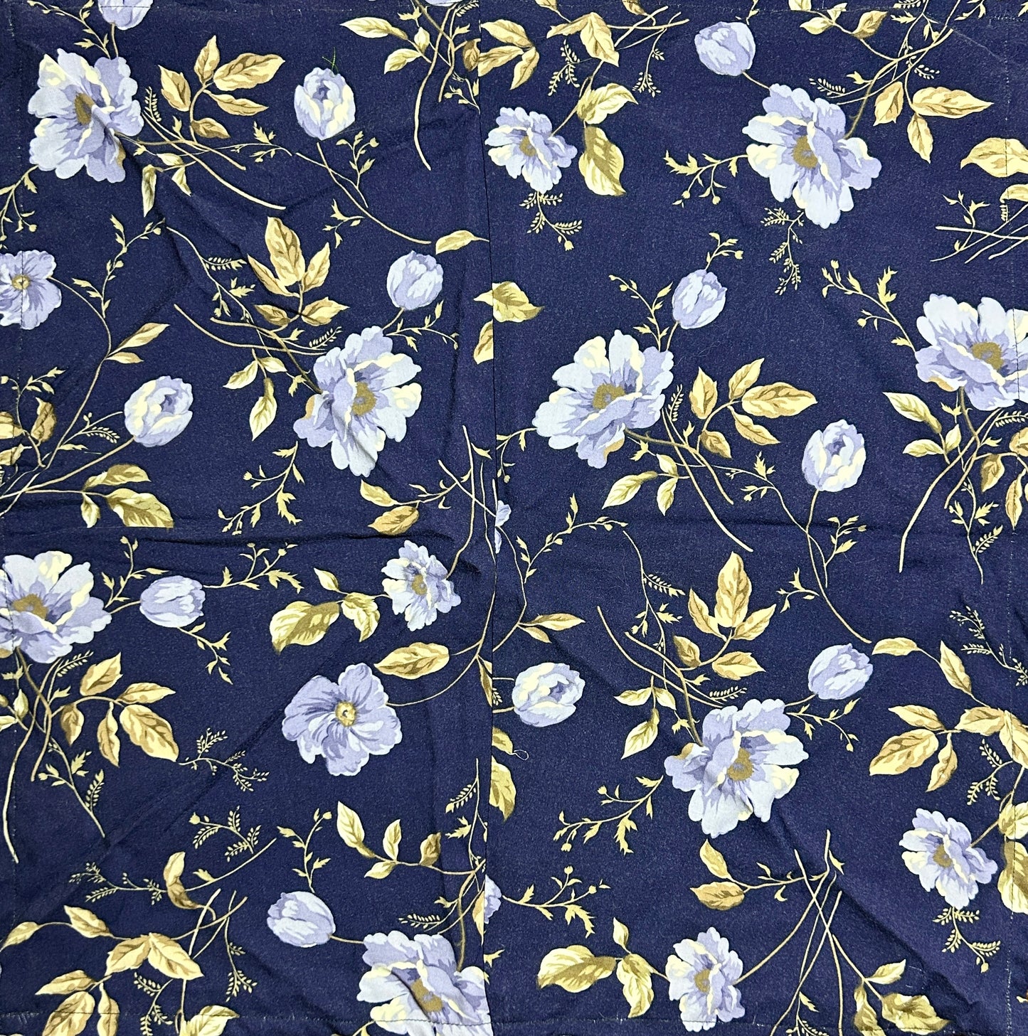 Blue Background with Light Blue Flowers and Gold Foliage Bandana