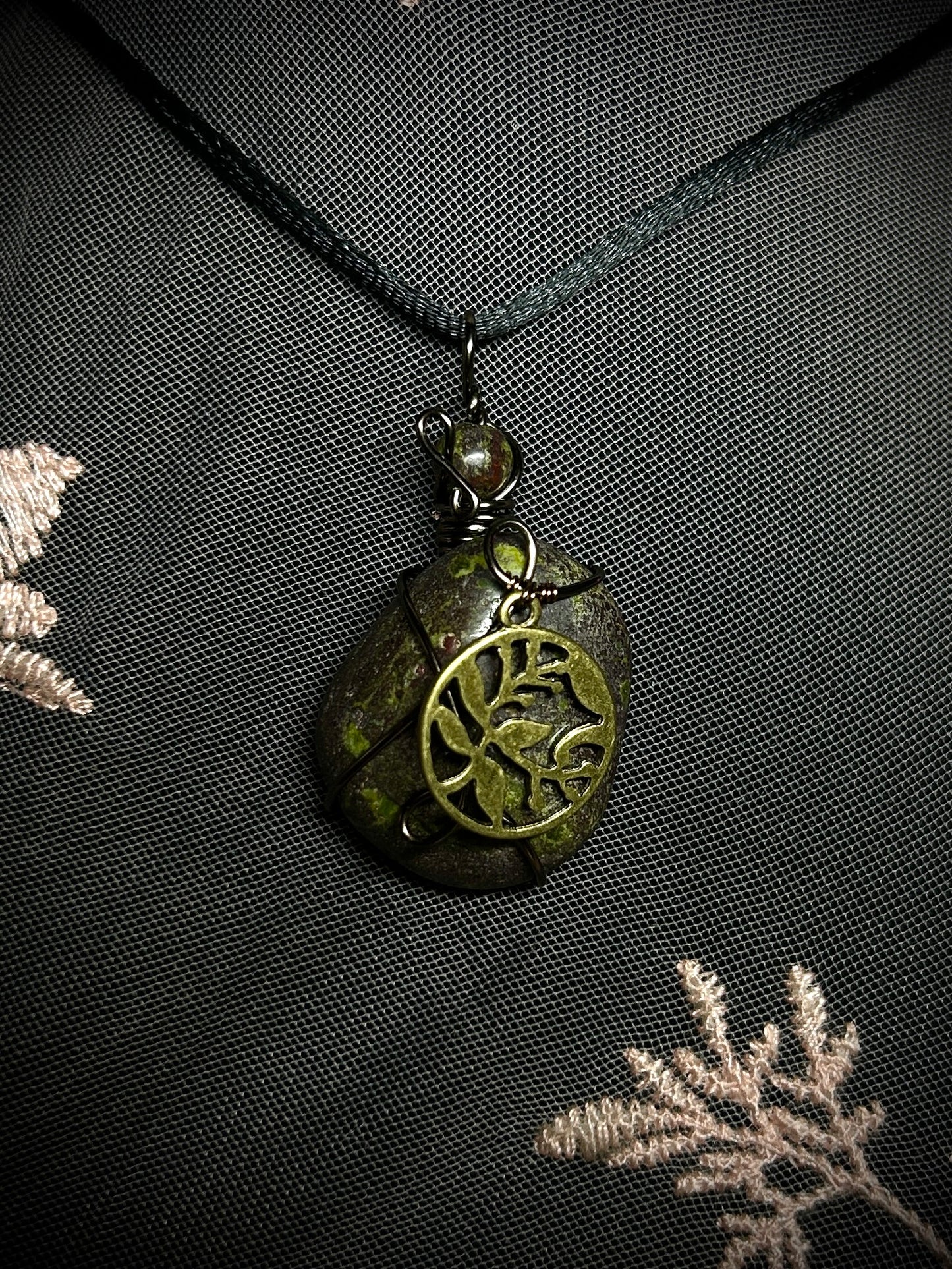 Dragon’s Blood with Leaf Charm Necklace