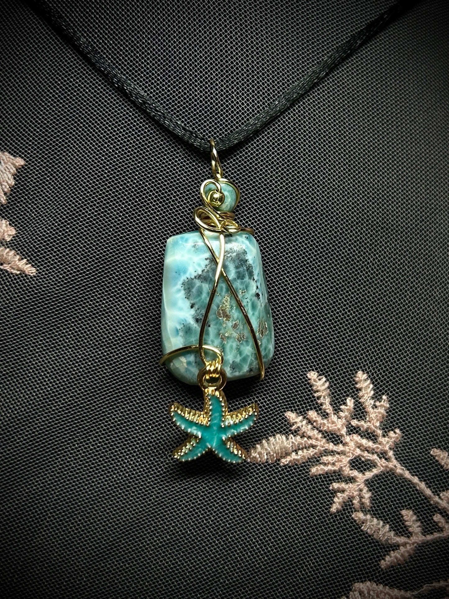 Larimar with Starfish Charm Necklace