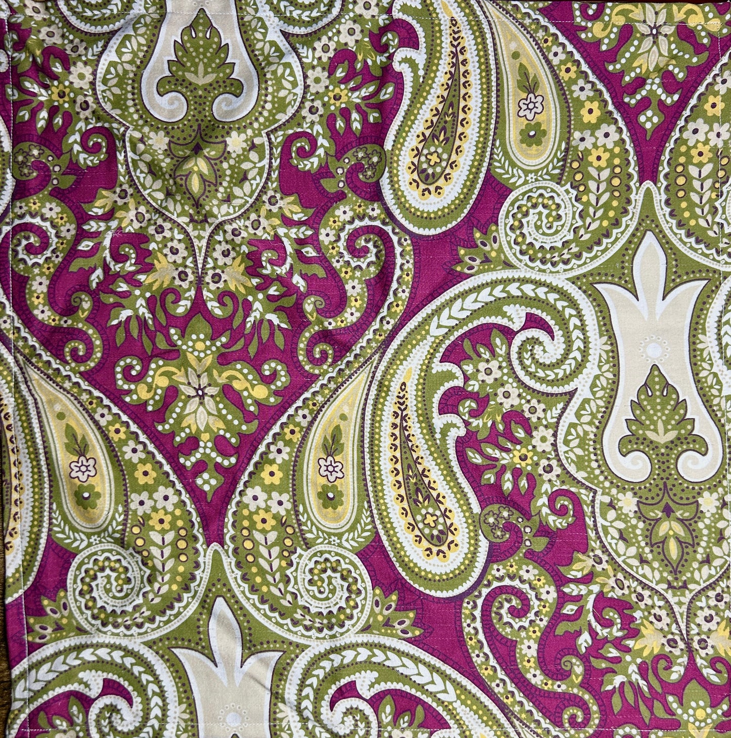 Burgundy, Green, & Yellow Paisley Print Bandana