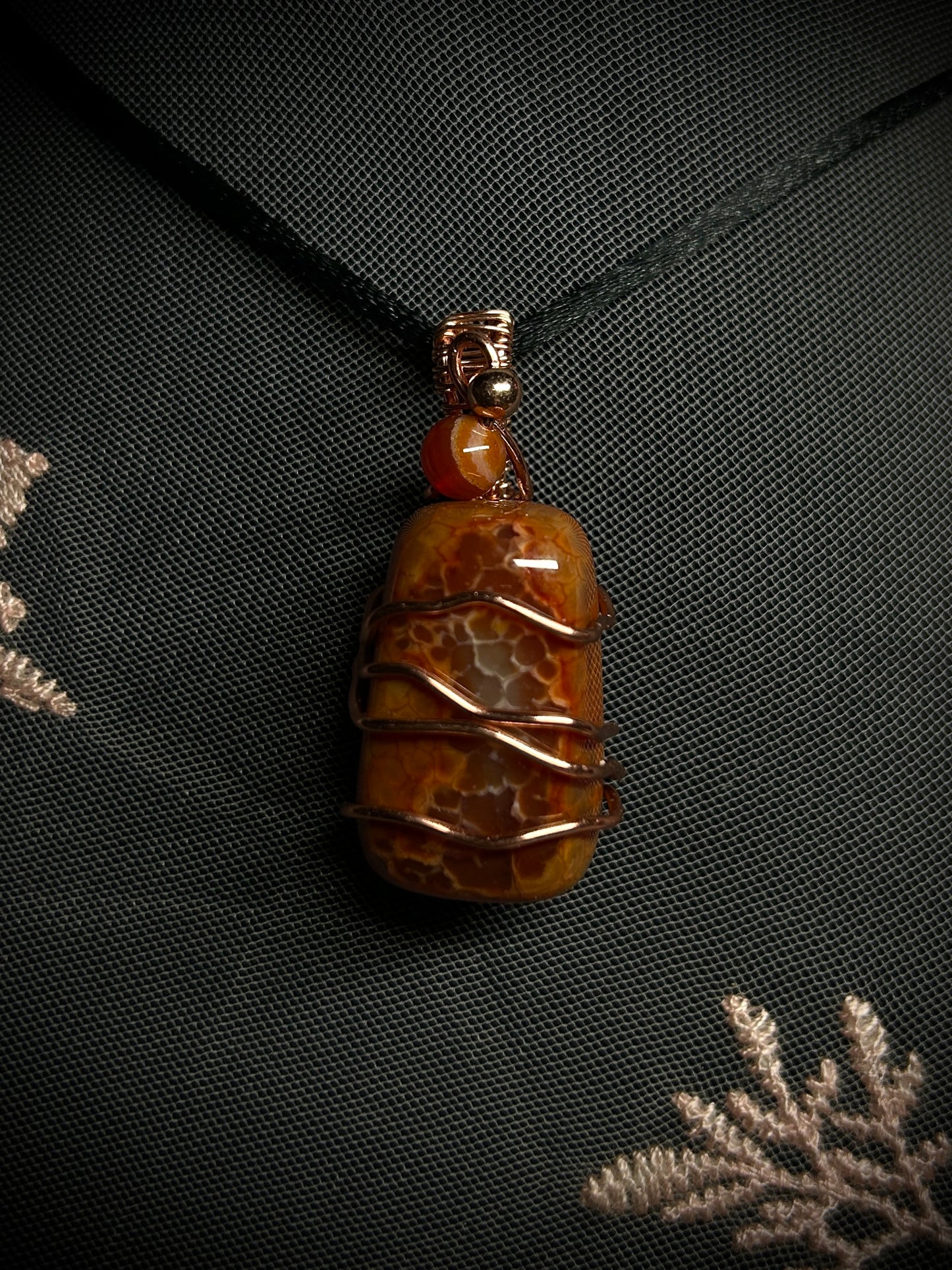 Red Fire Agate Lava Necklace