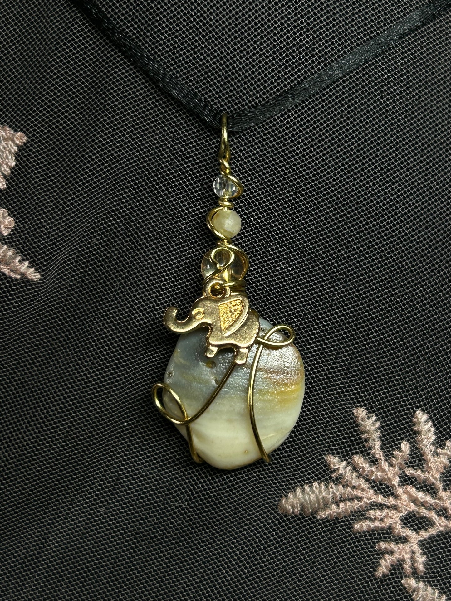 Seashell with Elephant Charm Necklace