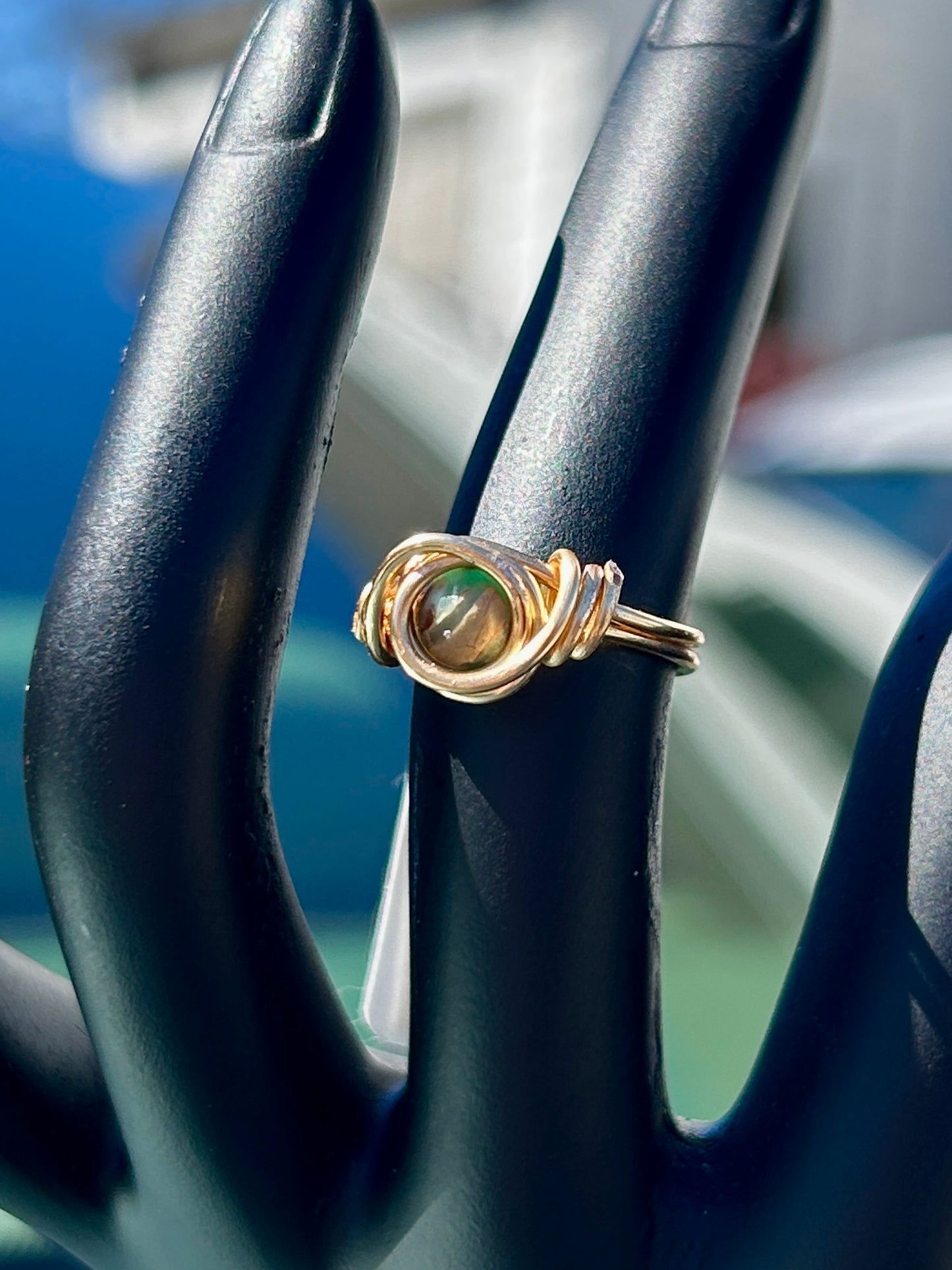 Dyed Jasper Gold Ring