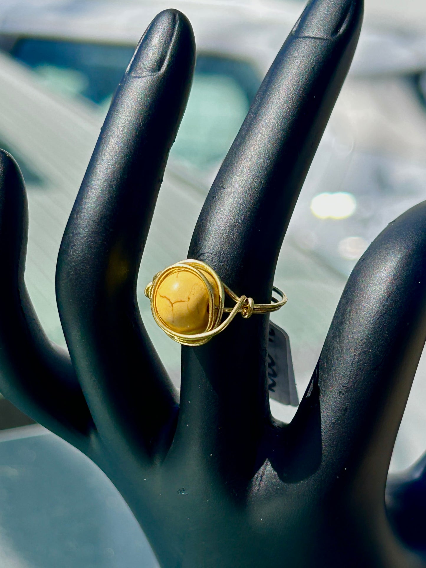 Yellow Bead Gold Ring