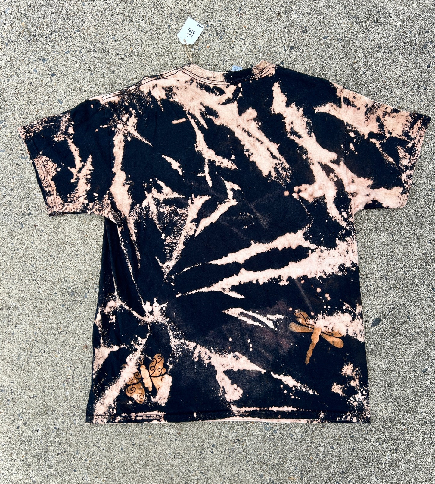 Mandala and Bug Stencil Acid Wash T Shirt