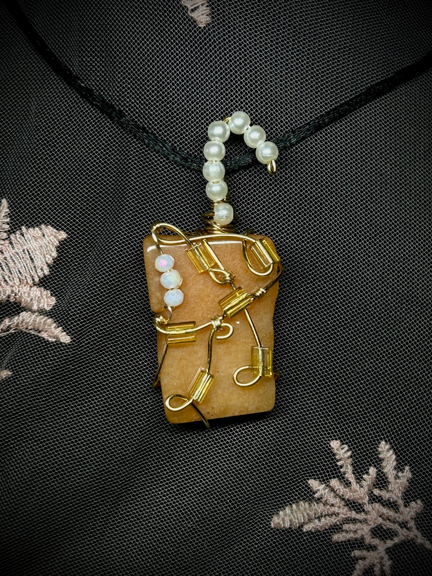 Tangerine Quartz Iced Tea Necklace