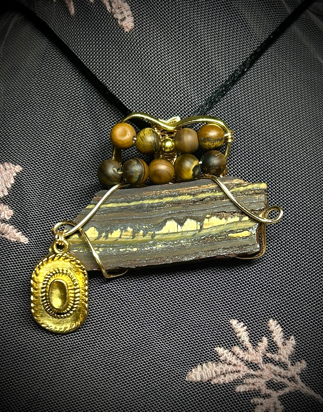 Tiger Iron Cowboy Hat Necklace