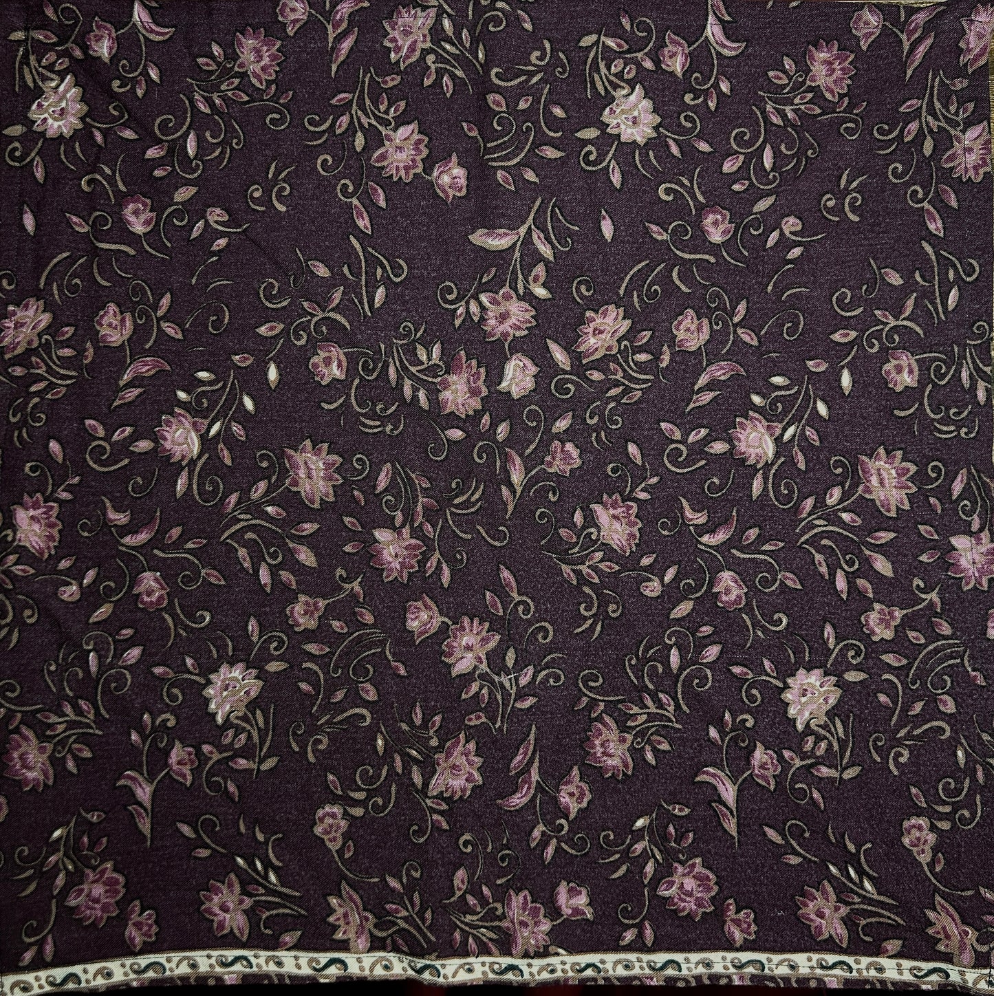 Burgundy with Cream Swirly Flowers Bandana