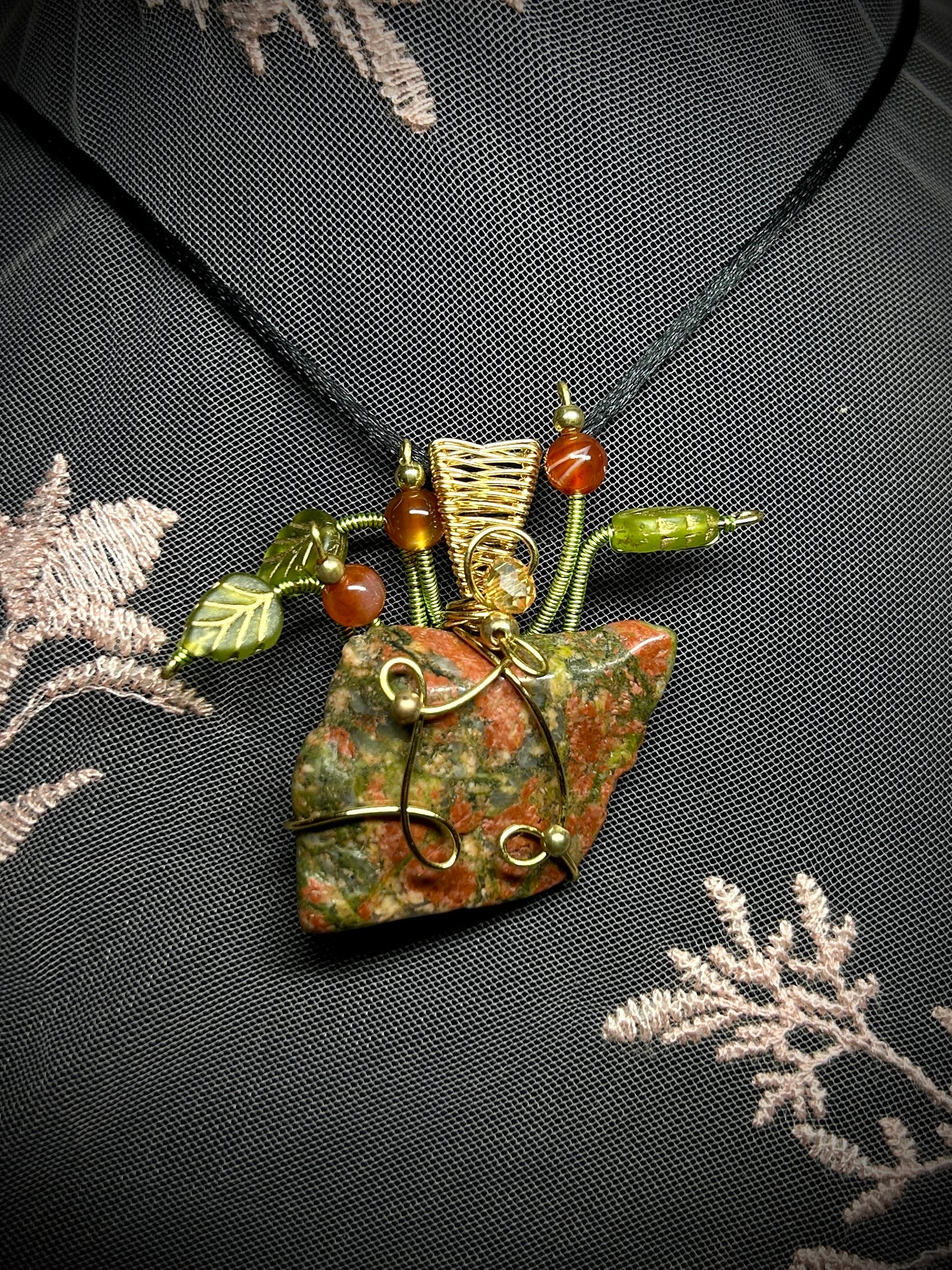 Unakite Anthurium Necklace