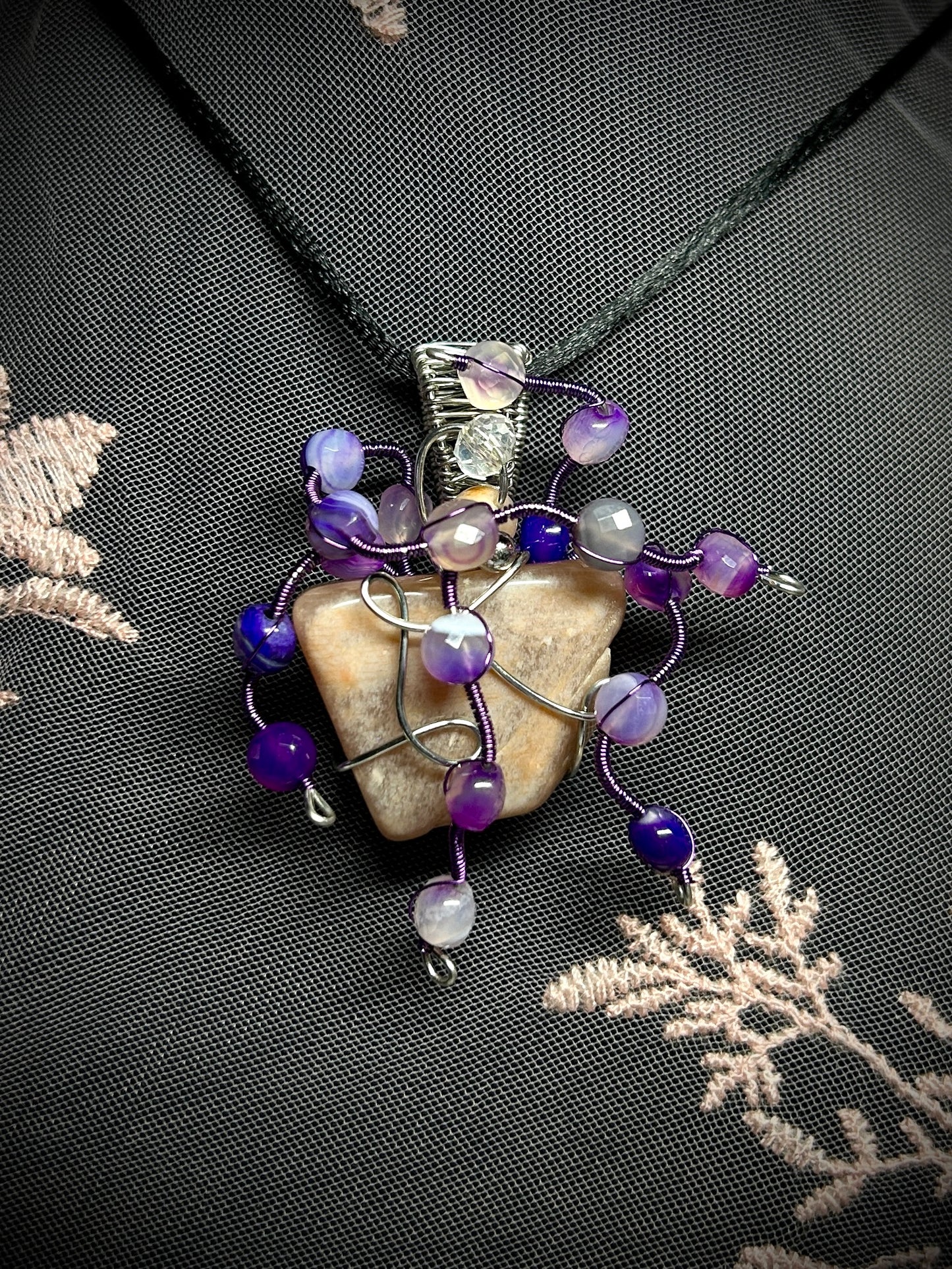 Peach Moonstone Zebrina/Inchplant Necklace