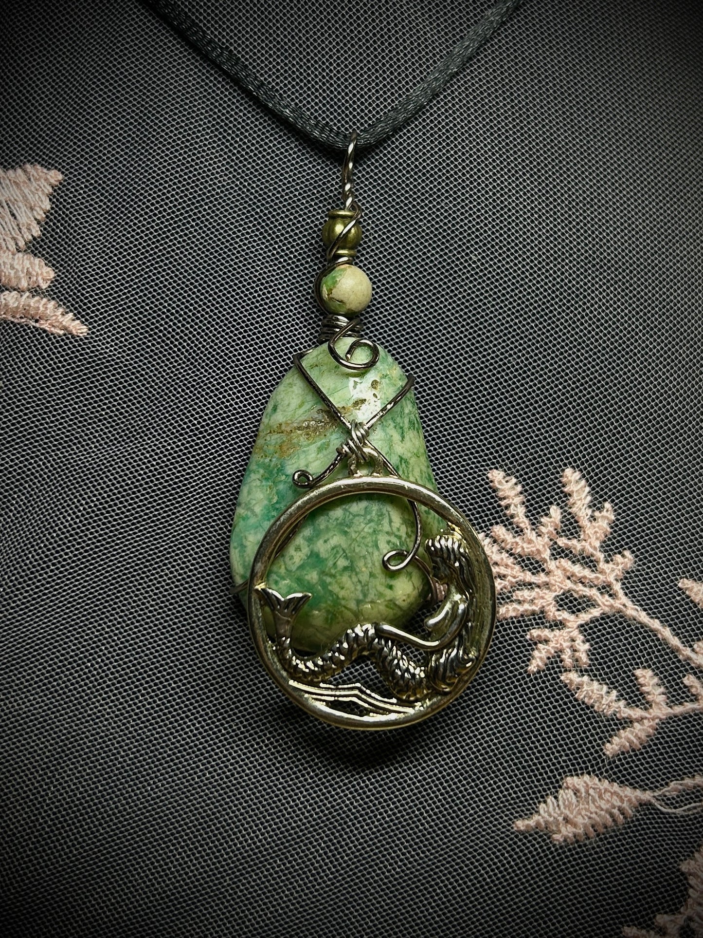 Amazonite with Mermaid Charm Necklace
