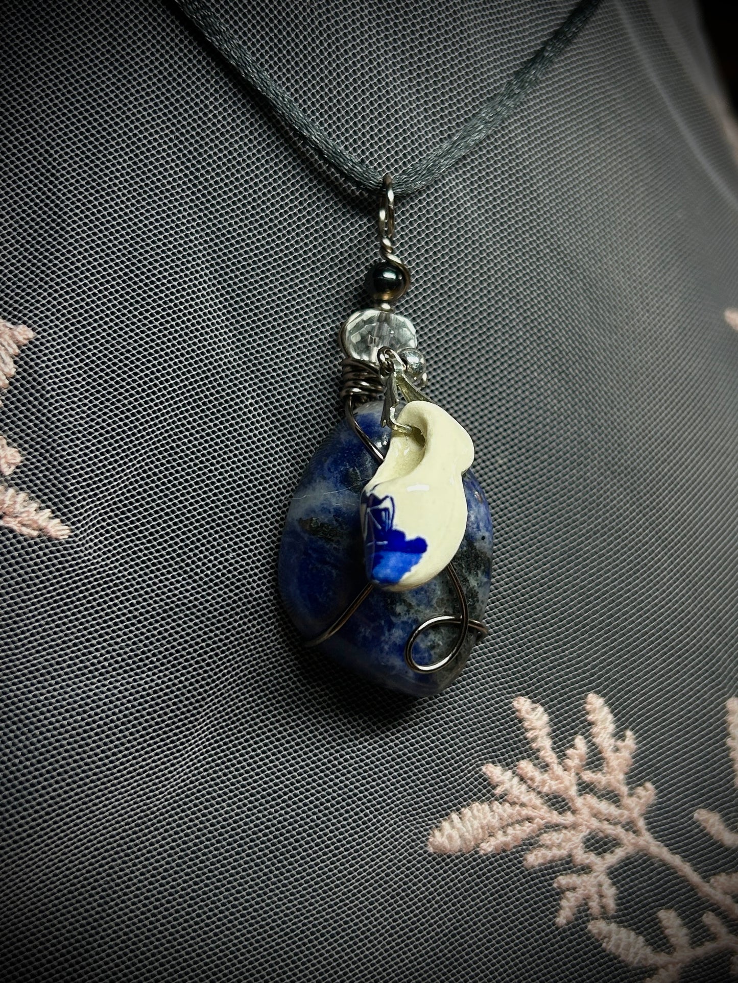 Sodalite with Clog/Shoe Charm Necklace