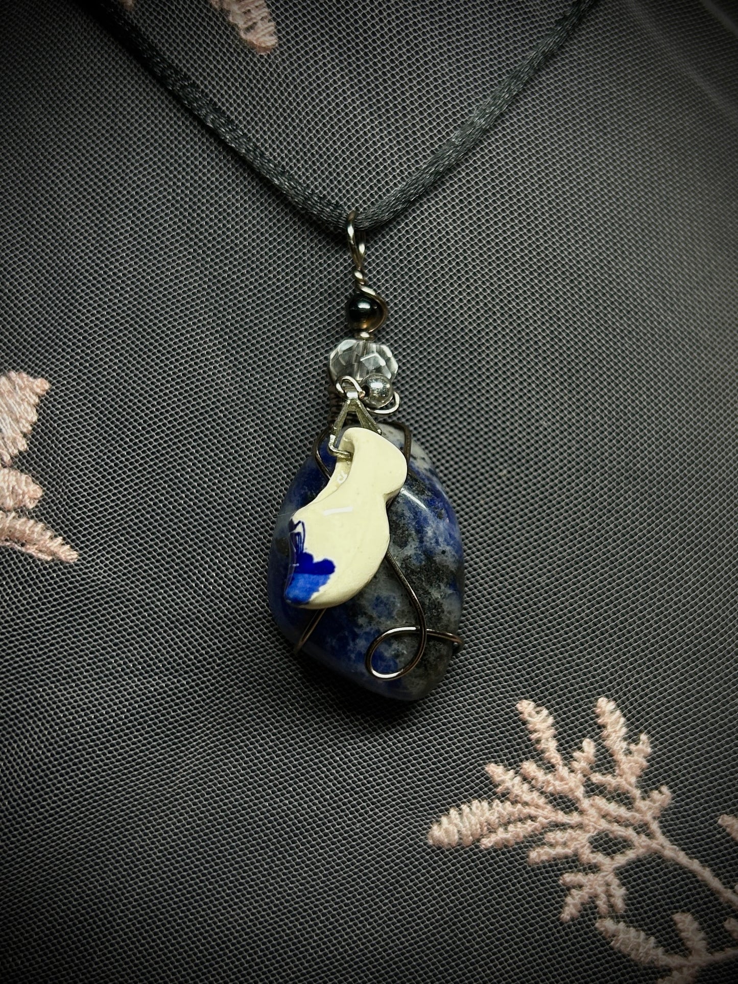 Sodalite with Clog/Shoe Charm Necklace