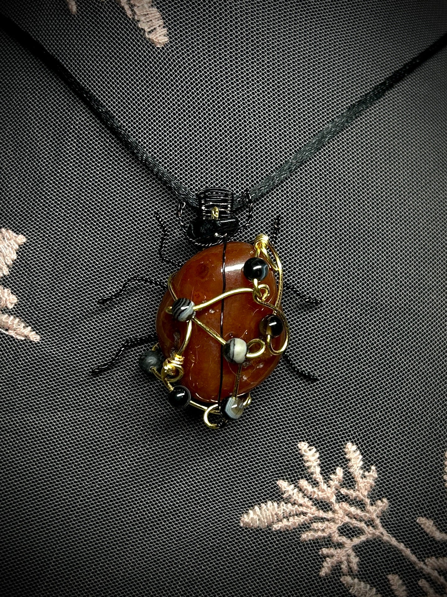 Carnelian Ladybug Necklace
