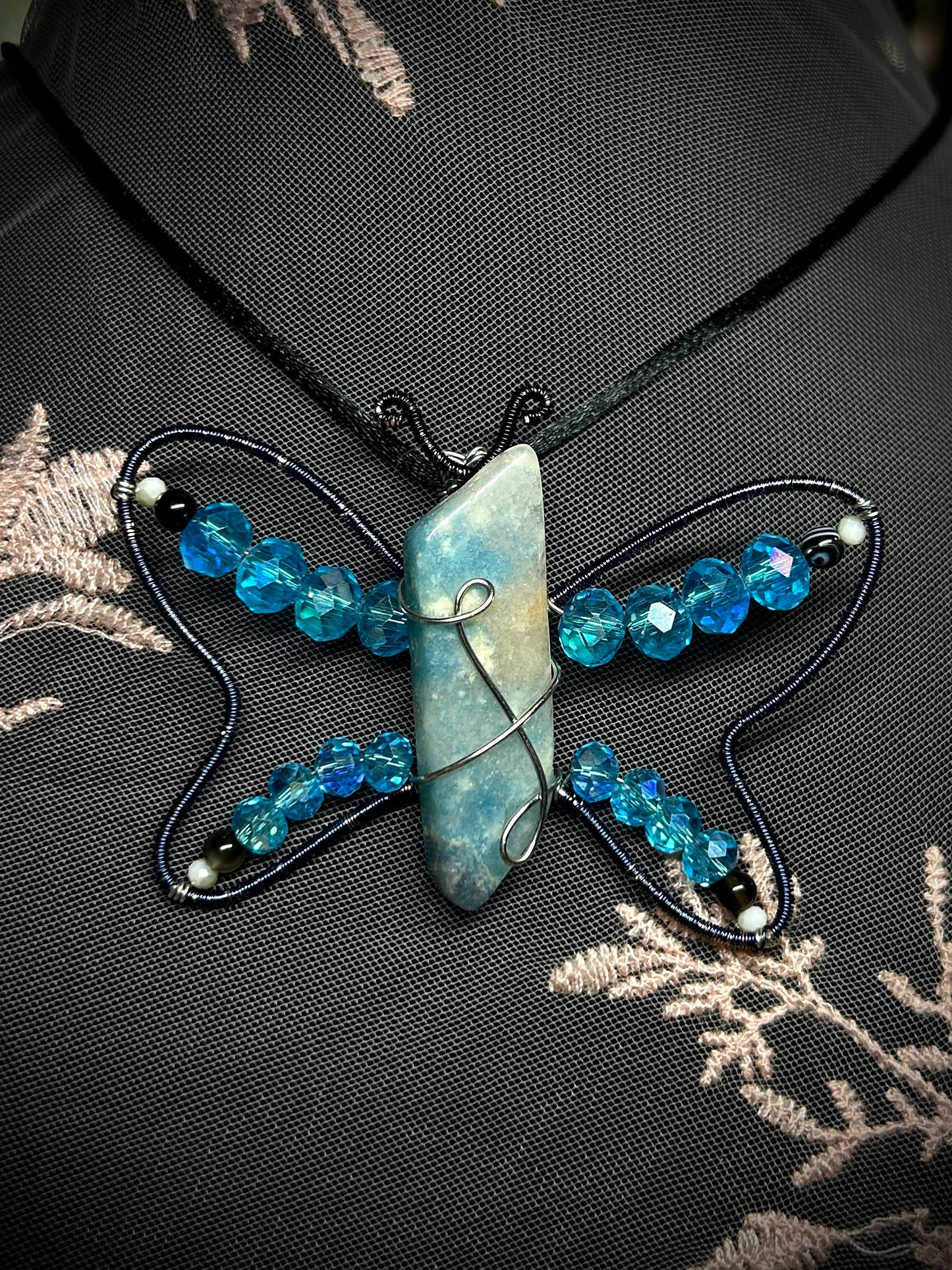 Trolleite Blue Butterfly Necklace