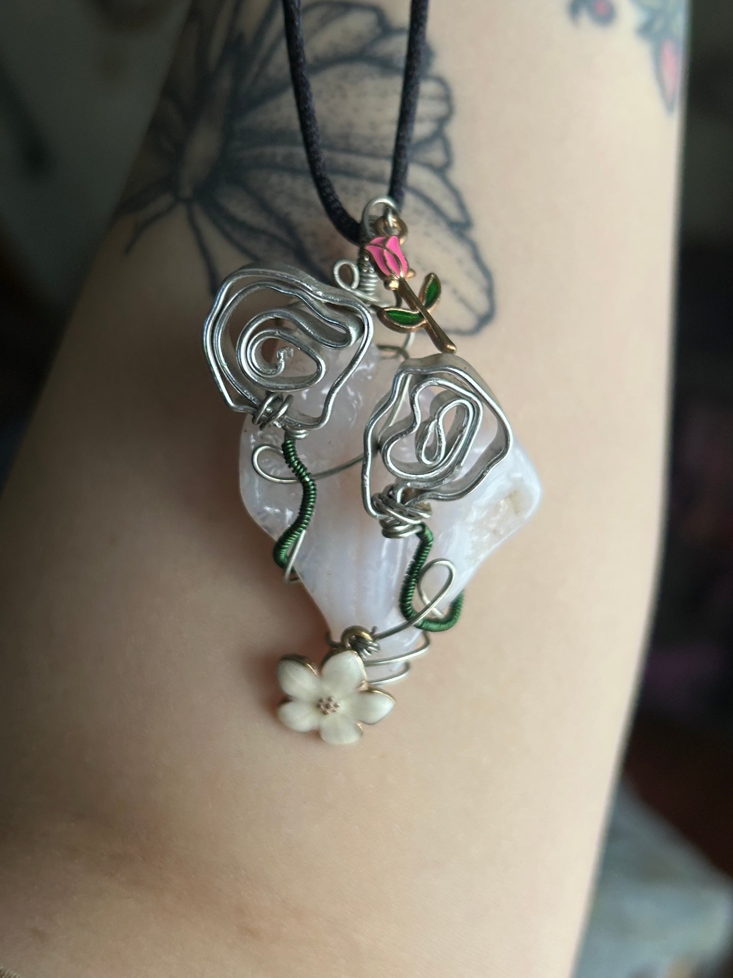 Rose Garden Chalcedony Rose Necklace