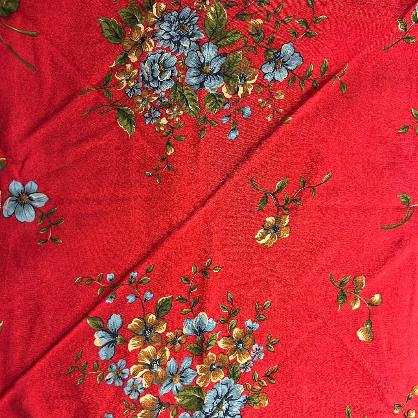 Red with Baby Blue Flowers Bandana