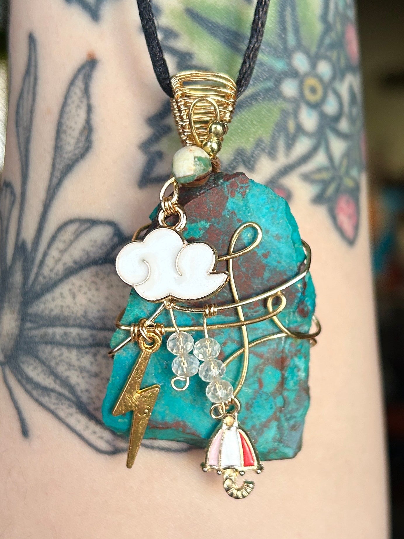 Chrysocolla with Rainstorm Charms Necklace