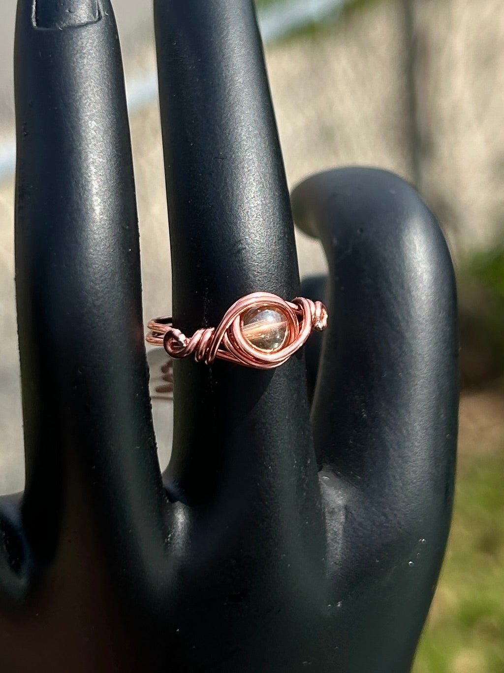 Peach Glass Rose Gold Ring