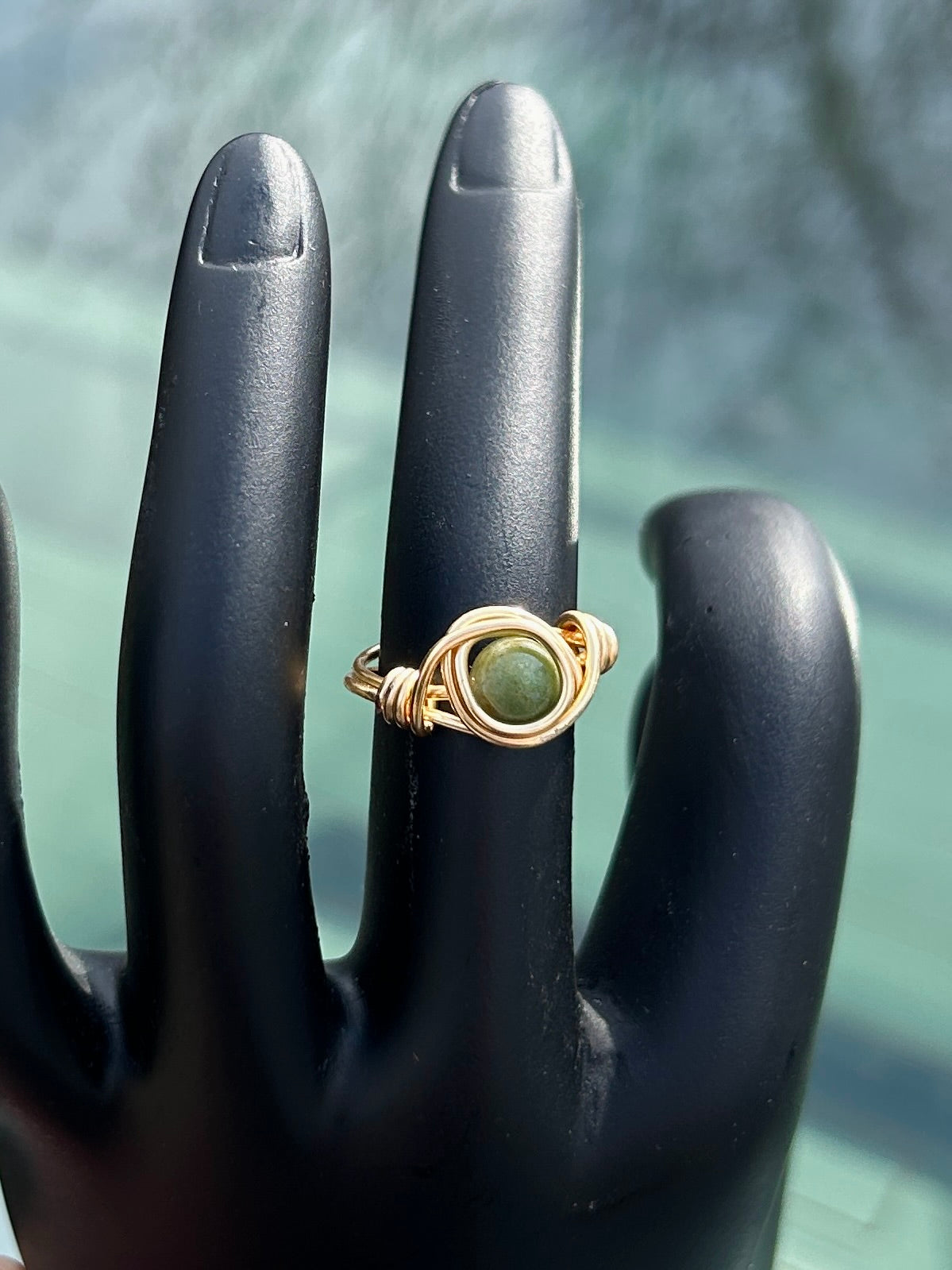 Moss Agate Gold Ring