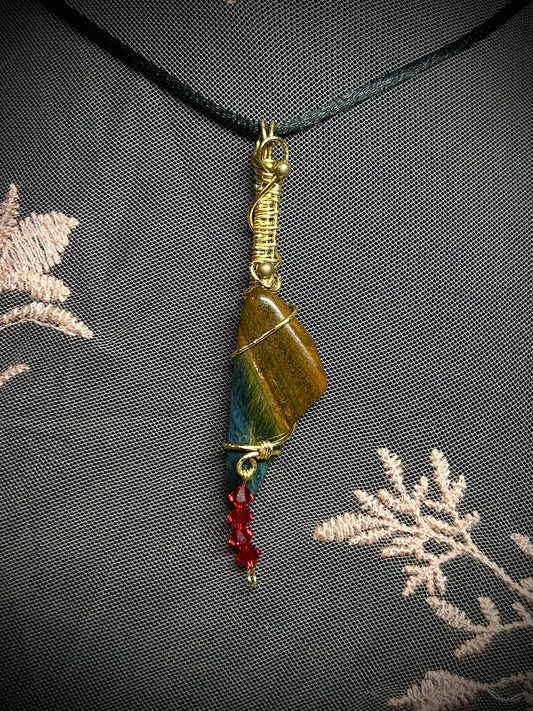 Blue Tiger's Eye Bloody Knife Necklace