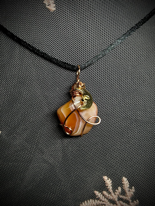 Small Carnelian with Moon Charm Necklace