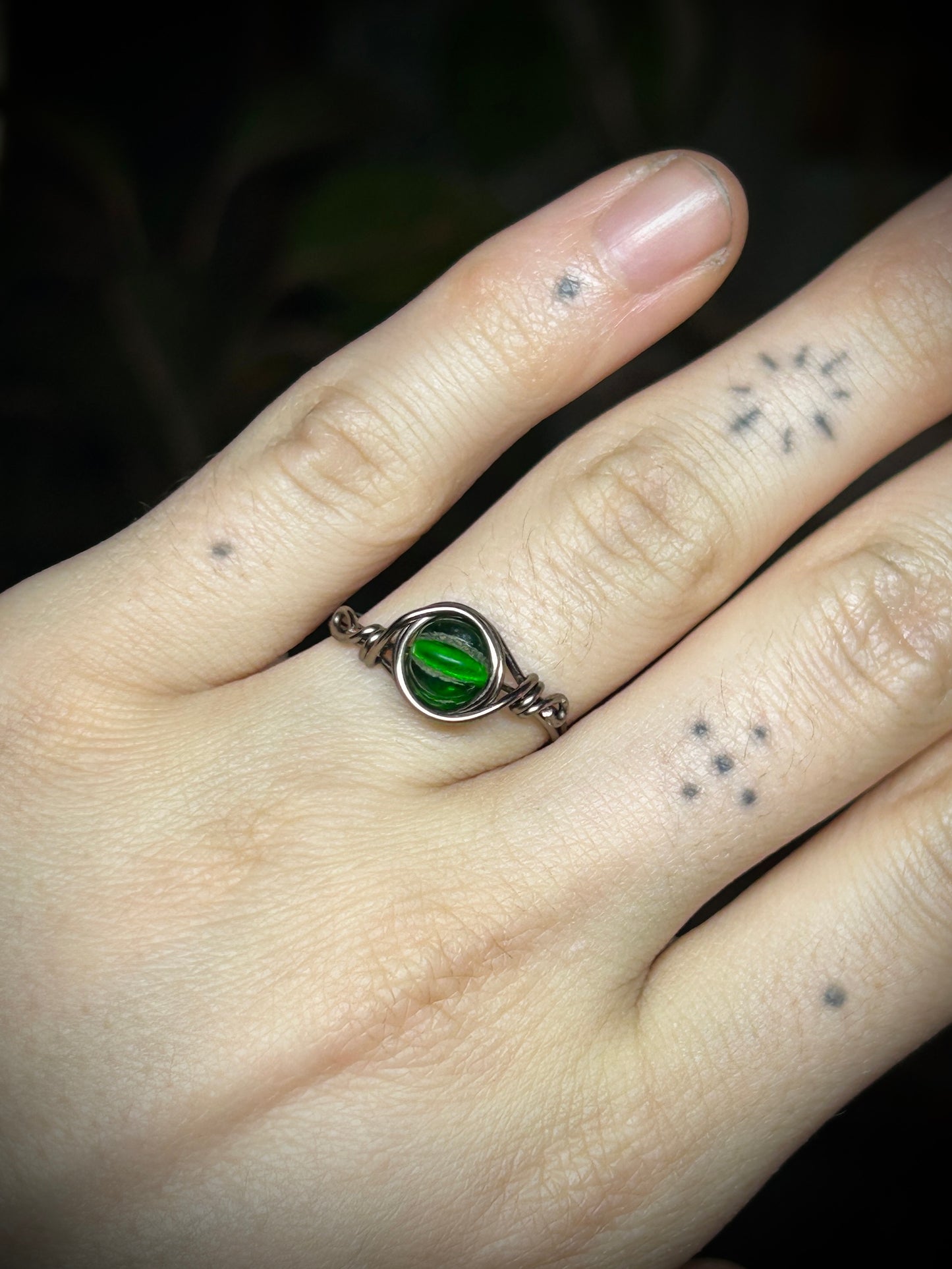 Green Beaded Ring
