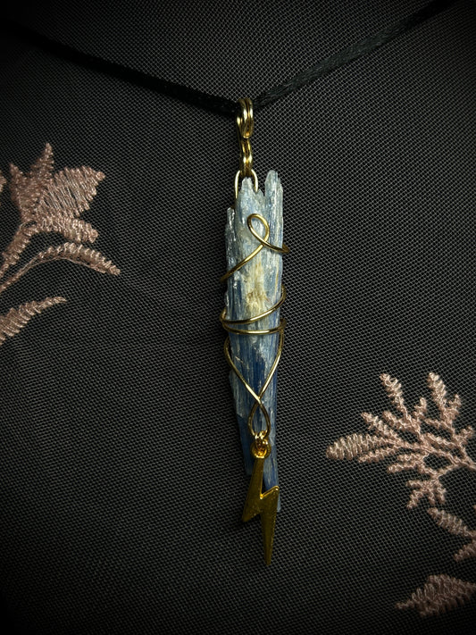 Blue Kyanite Lightning Necklace