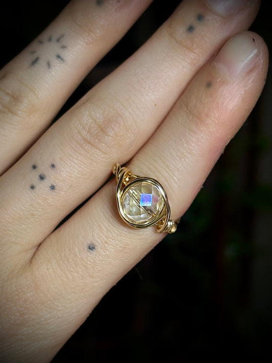 Glass Bead Gold Ring