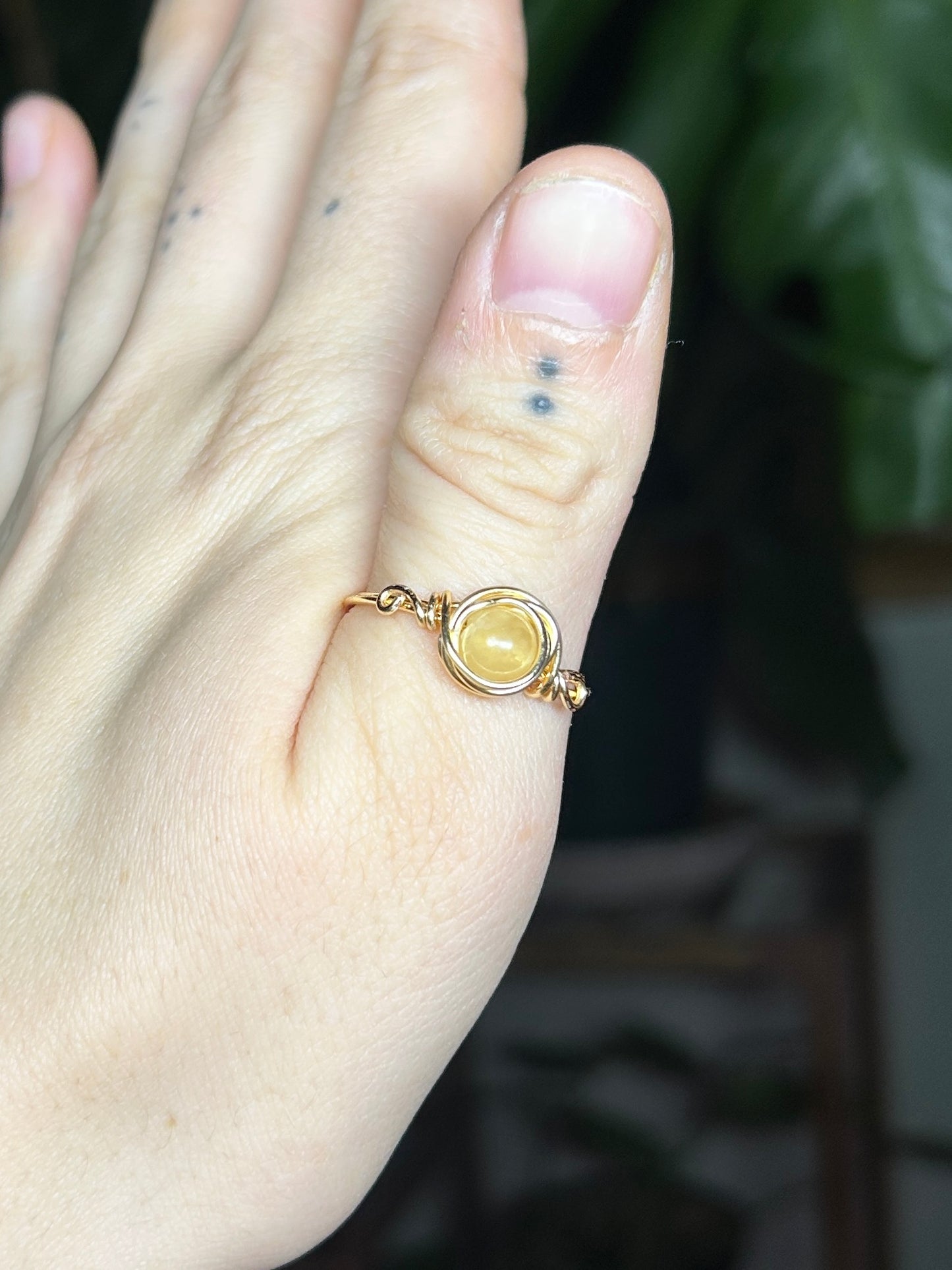 Yellow Bead Gold Ring