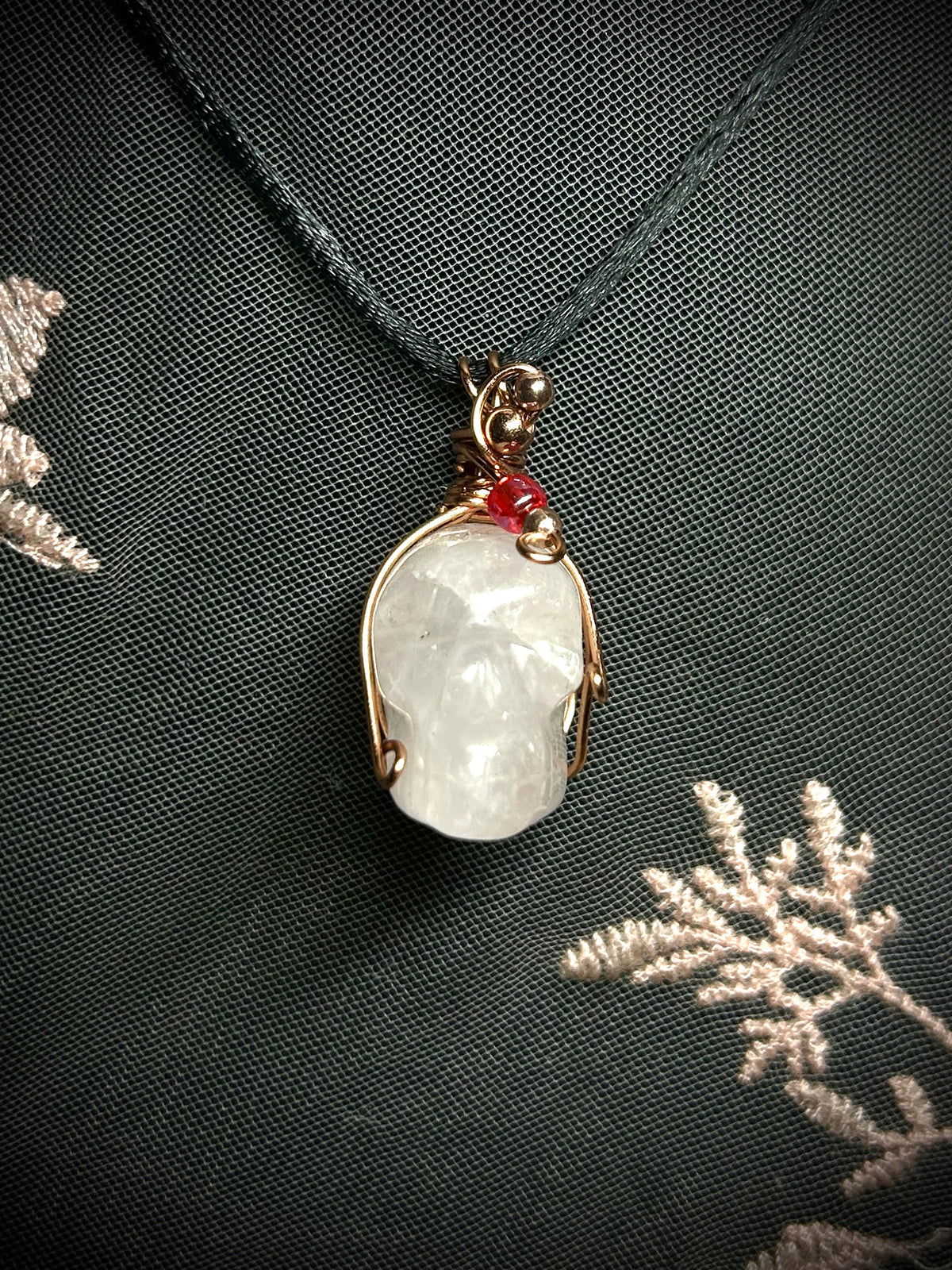 Rose Quartz Skull Necklace