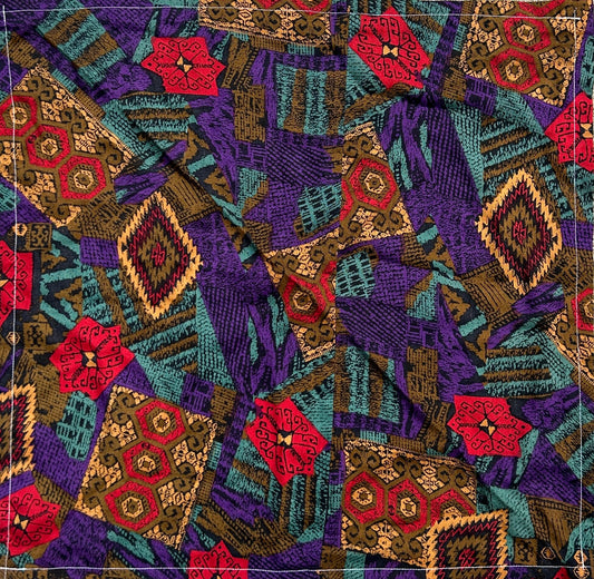 Purple, Red, and Teal Geometric Bandana
