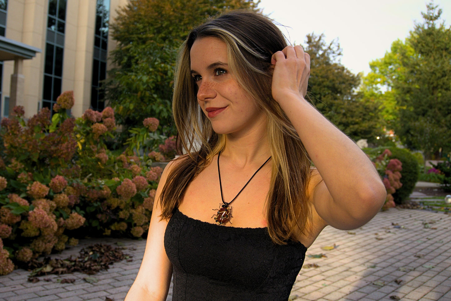 Carnelian Ladybug Necklace