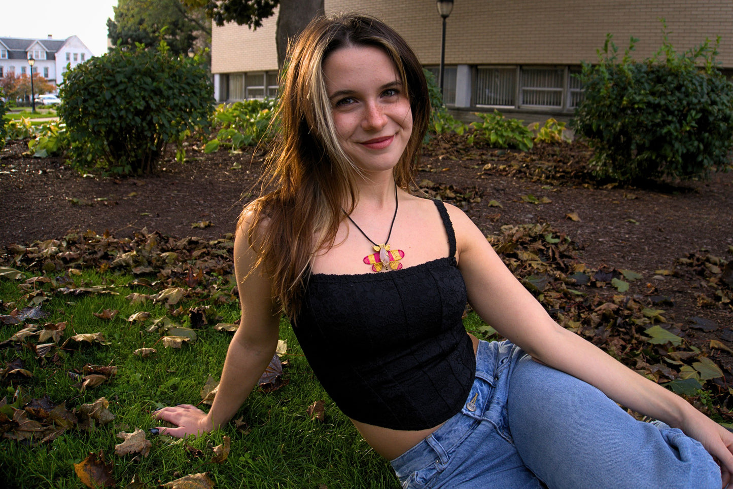 Rosy Maple Moth Rose Quartz Necklace