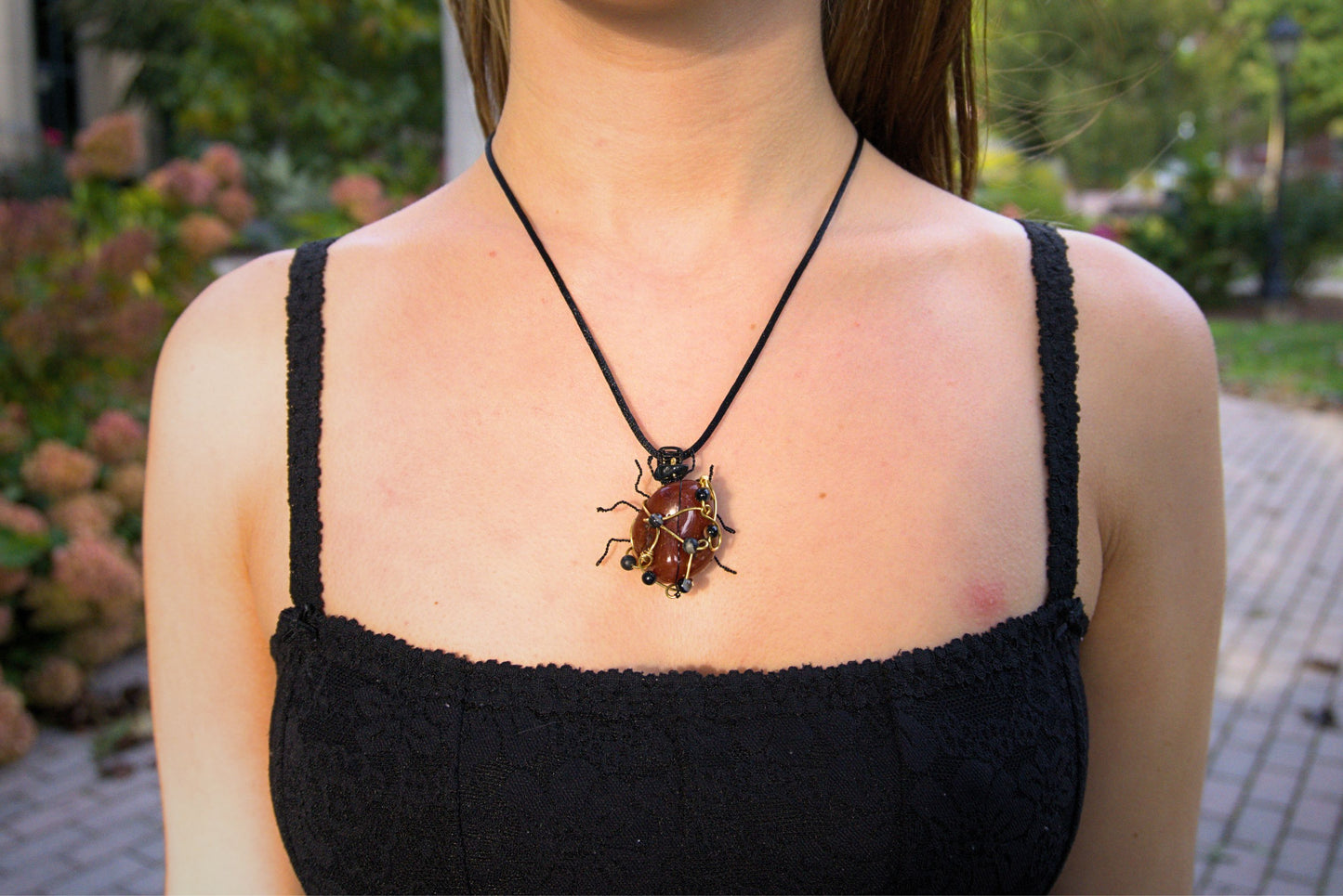 Carnelian Ladybug Necklace