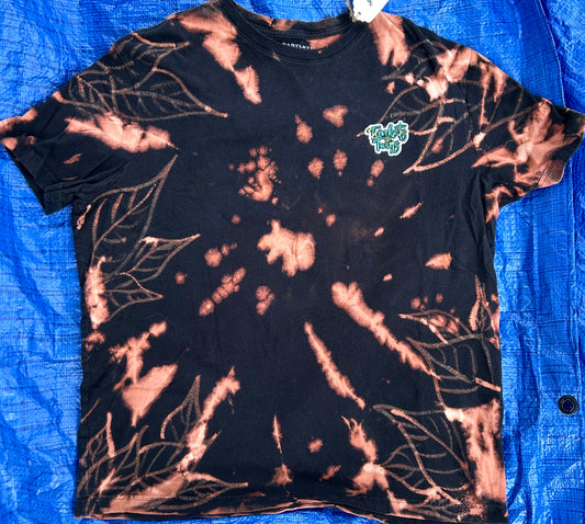 Acid Wash with Painted Leaf Pattern T-Shirt