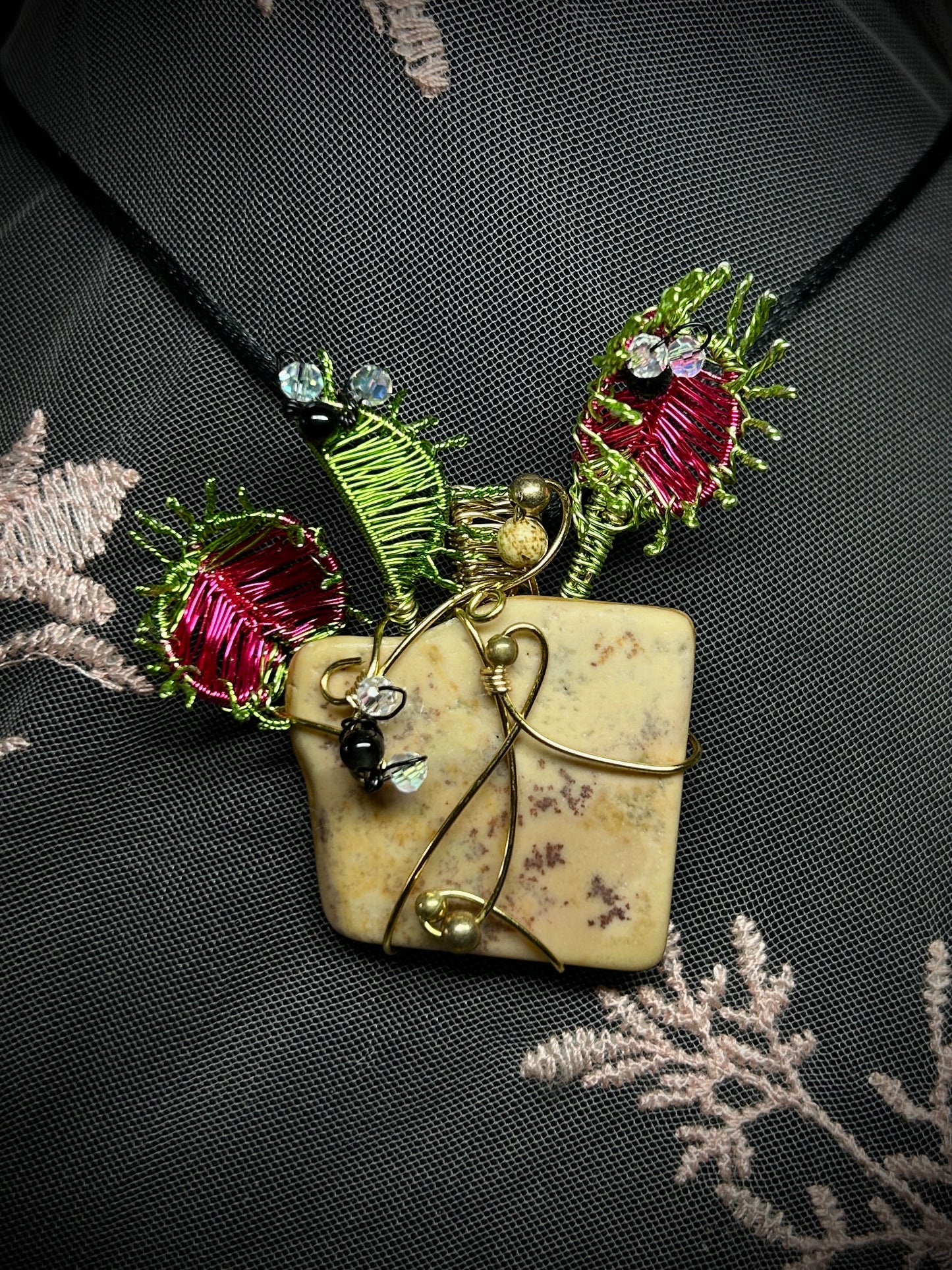 Jasper Venus Fly Trap Necklace
