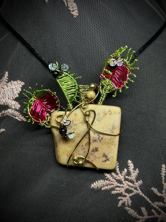 Jasper Venus Fly Trap Necklace