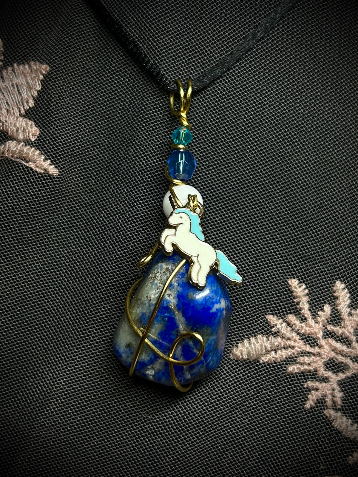 Sodalite with Unicorn Charm Necklace