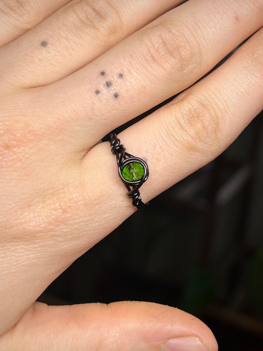 Green Bead Black Ring