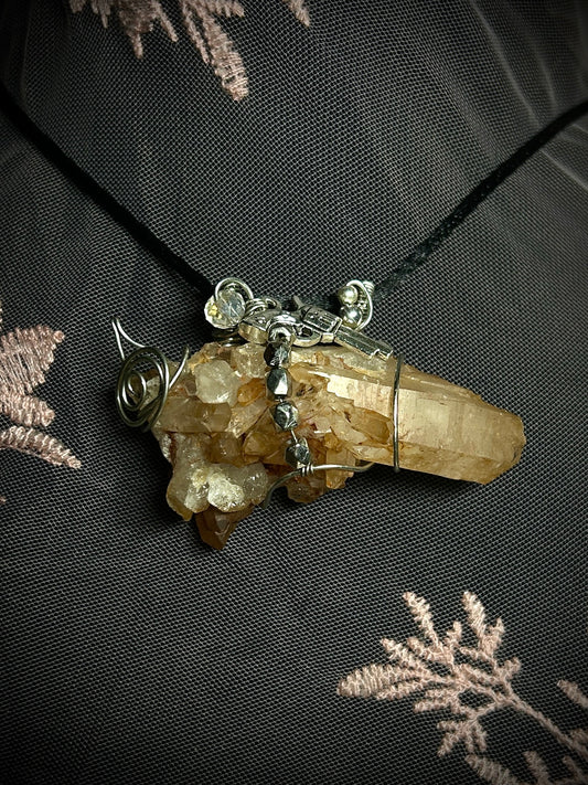 Pew Pew! Tangerine Quartz Gun Necklace