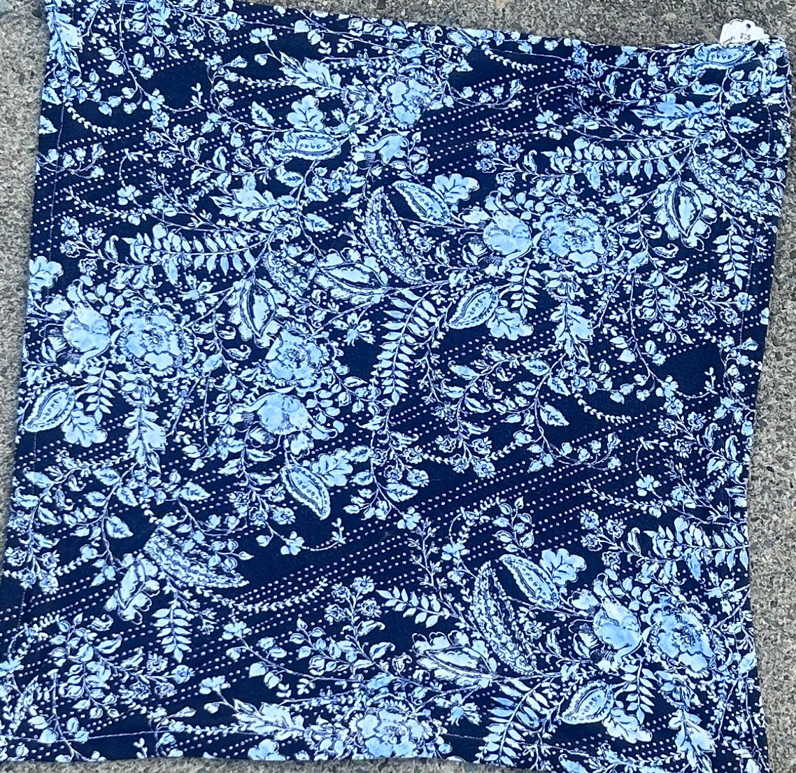 Navy Blue with White Flowers Bandana