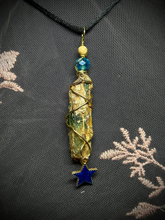 Tri Color Kyanite with Blue Star Charm Necklace