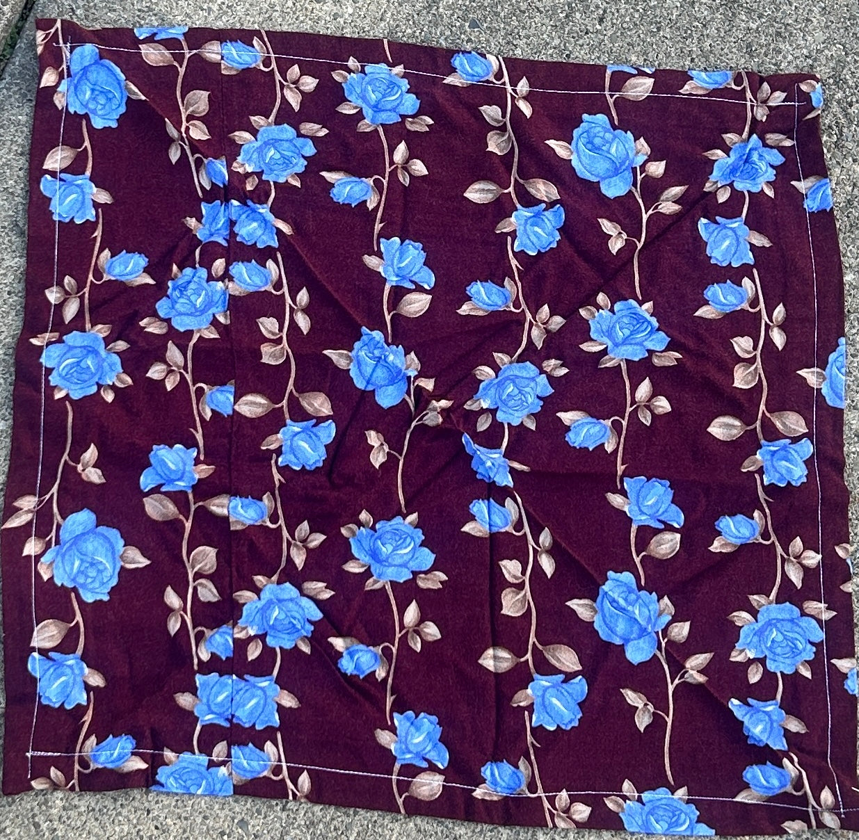 Brown/Burgundy and Blue Flower Bandana